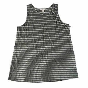 Caslon asymmetrical Tank Green & White Stripes Size Small NWOT